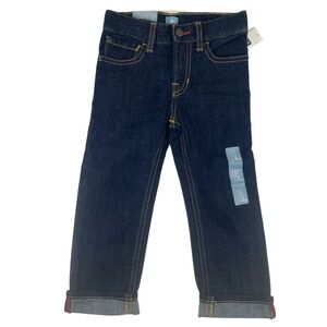 Gap Boys Straight Fit Rolled Cuff Dark Wash Jeans Size 3